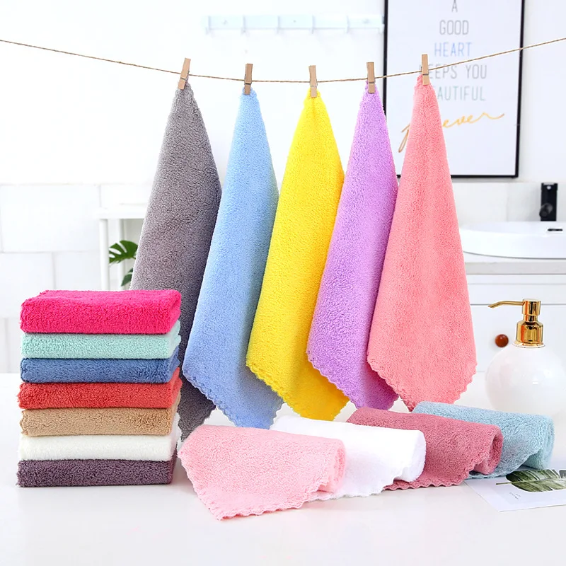 Custom manufacture wholesale microfiber coral fleece cleaning rags dish glass cloth napkins kitchen towel set
