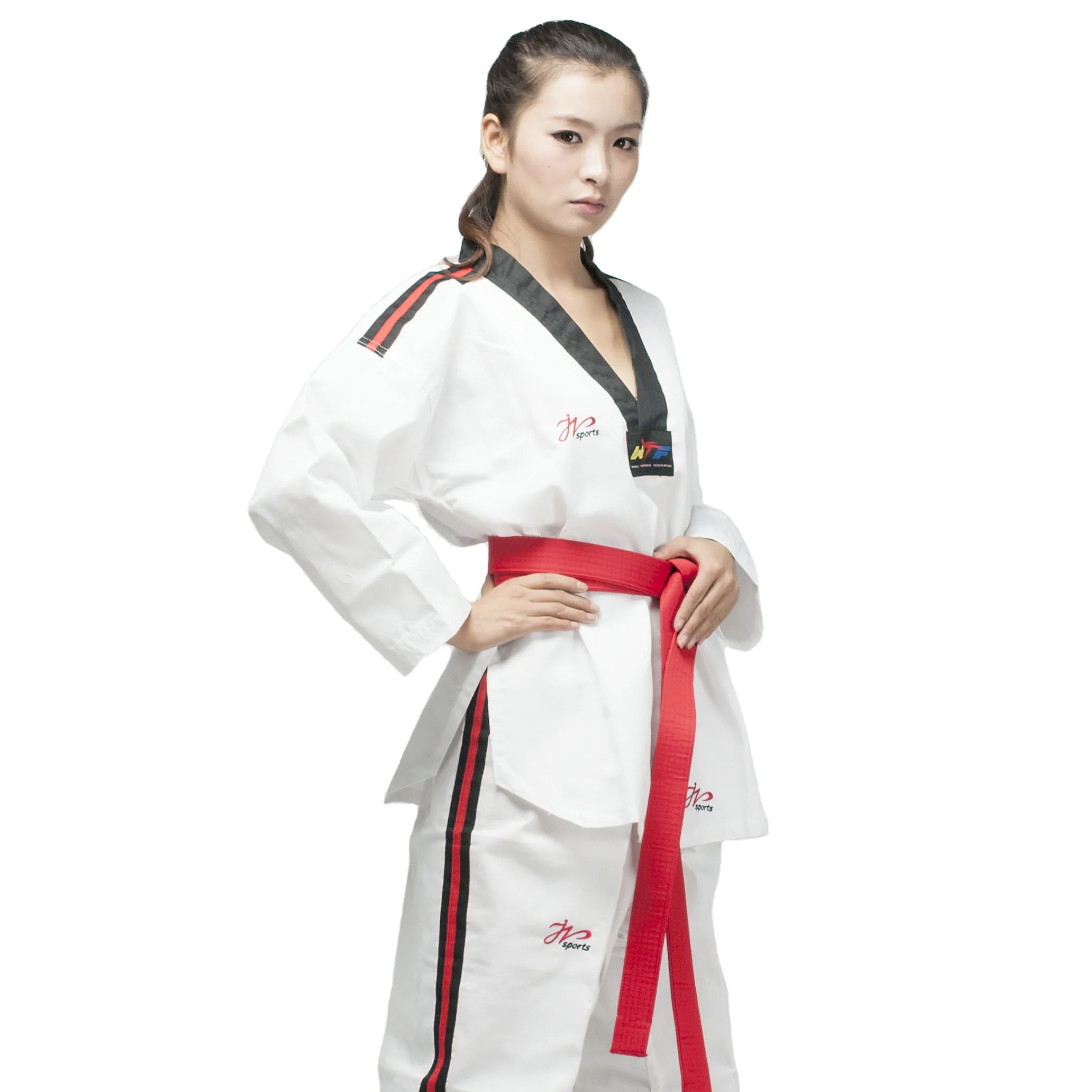 Sample Free Shipping New Stripe Pattern Hot Sale Super Light Martial Arts Taekwondo Uniform Dobok For Sale