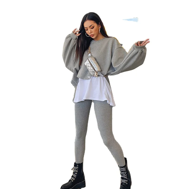 
 Женский Повседневный костюм из двух предметов, толстовка с длинным рукавом и штаны, 2021  