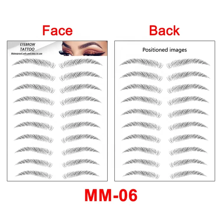 Wholesale High Quality Waterproof Realistic 3D Temporary Tattoo eyebrow Stickers For Women Girls Ladies