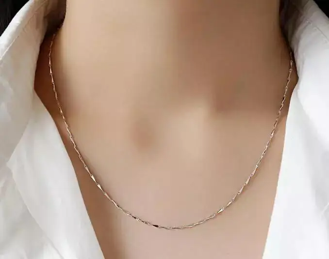 Wholesale Fashion Women Sterling 925 Silver Melon Seed Chain Necklace For Ladies Jewelry