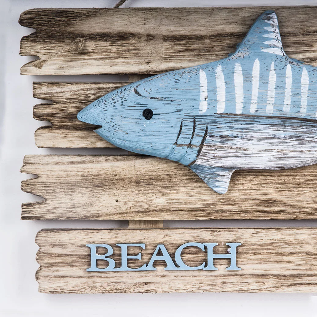 wooden crafts Beach Plaque Carved Paulownia Antique Fish Hanging Home Wall Decorative