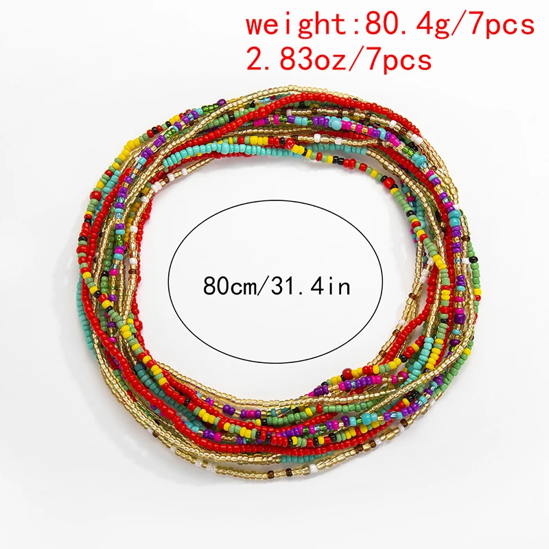 Wholesale 7 Pack Waist Jewelry Body Accessories Women African Waist Beads Chain Layered Belly Chain Beach