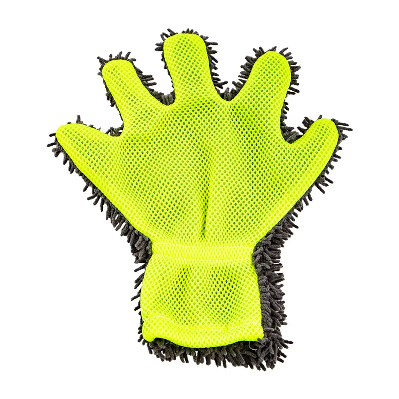 Coral Velvet Chenille Mesh Microfiber Car Wash Five Finger Wash Mitt