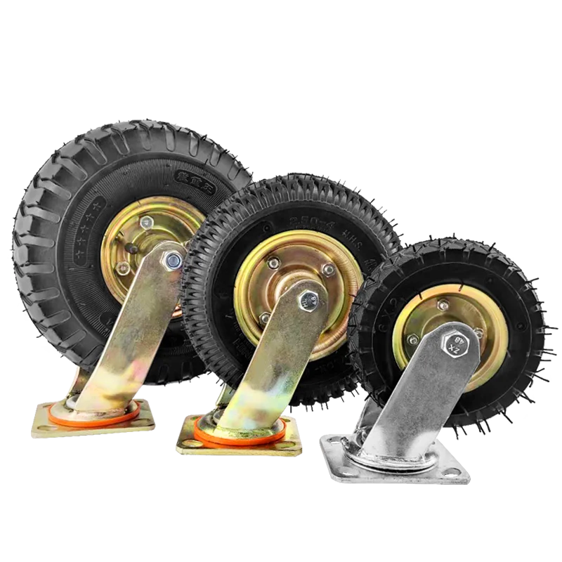 10 inch rigid/swivel/brake  rubber type Inflatable Rubber Caster 8 inch 6 inch Mute caster Wheelbarrow wheel