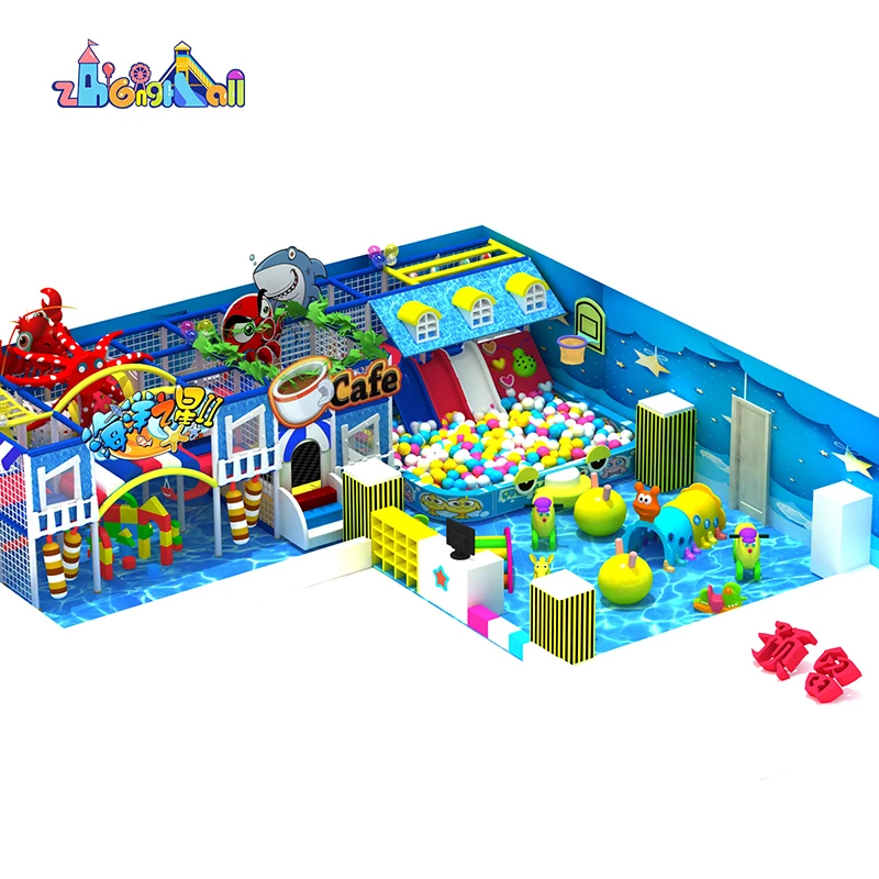 Ocean theme Kids Park playground indoor Amusement Equipment small Playground Indoor design
