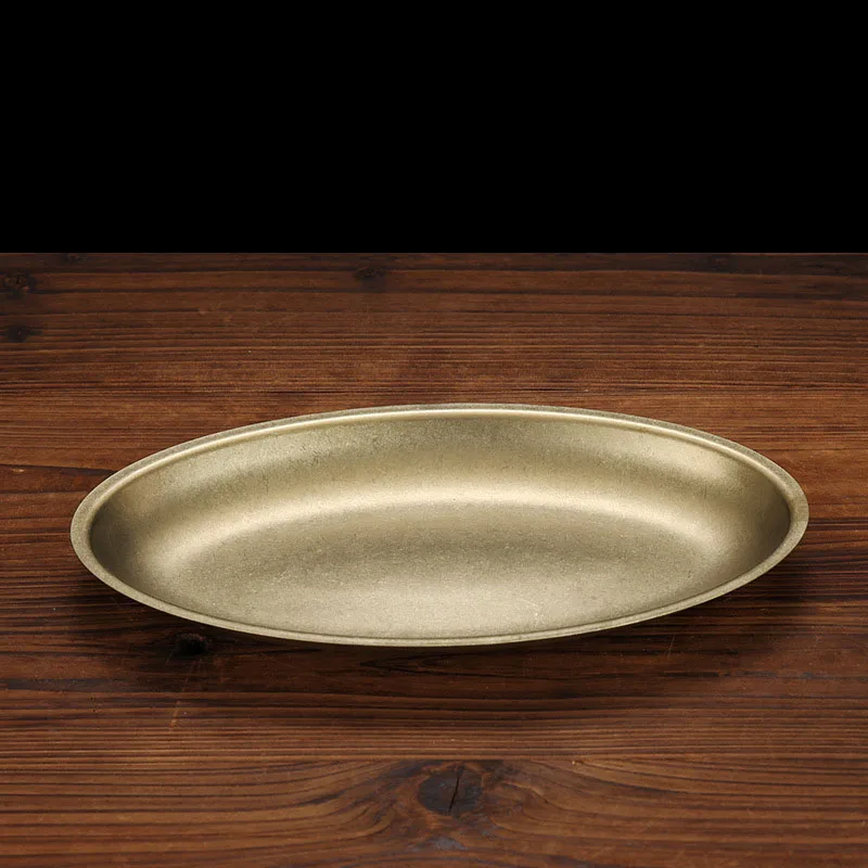 Factory Wholesale Retro Golden Style Luxury Stainless Steel Deepened Gold Snowflake Oval Plates for Hotel Restaurant Kitchen