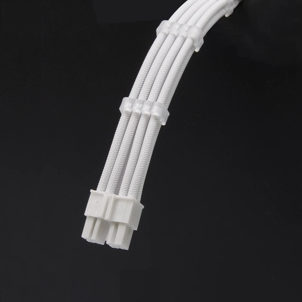 ATX 24P 8P 6P PSU Extension Cable 18AWG Softest PET Braided Sleeving White Cable Comb