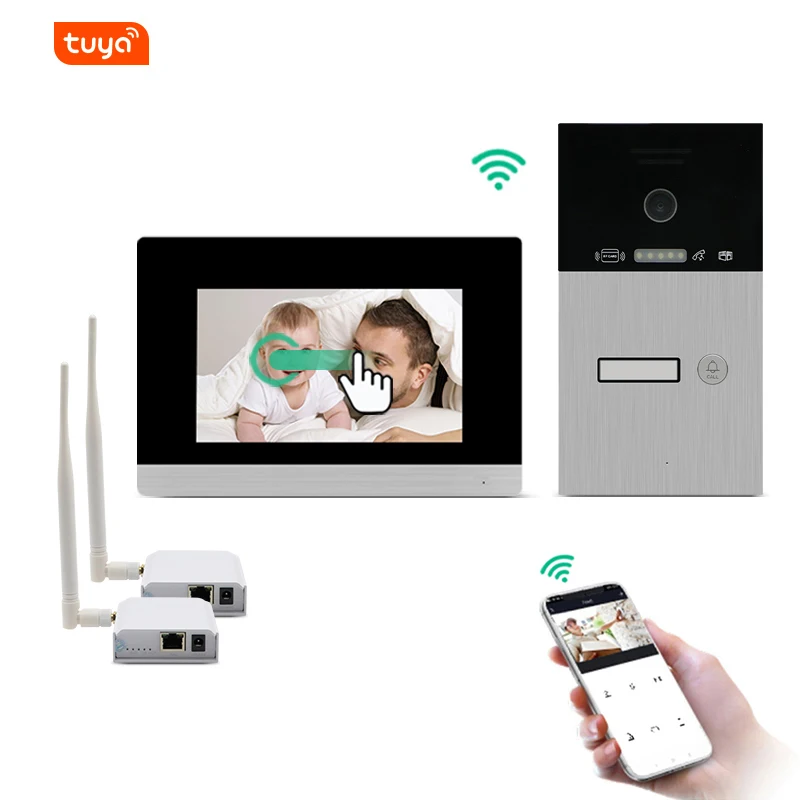 Беспроводной видеодомофон с дверным глазок, домофон с комплектом замков, приложение tuya smart с HD дверным звонком и камерой