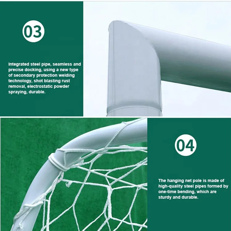 Super Strong 7 Players Football Training Football Net Goal Steel Metal Soccer Goals for Kids Adults