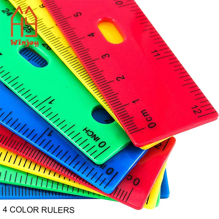 12 Inch/30cm Transparent Plastic Ruler, Assorted Color with Customized Personalized logo for School & Office.