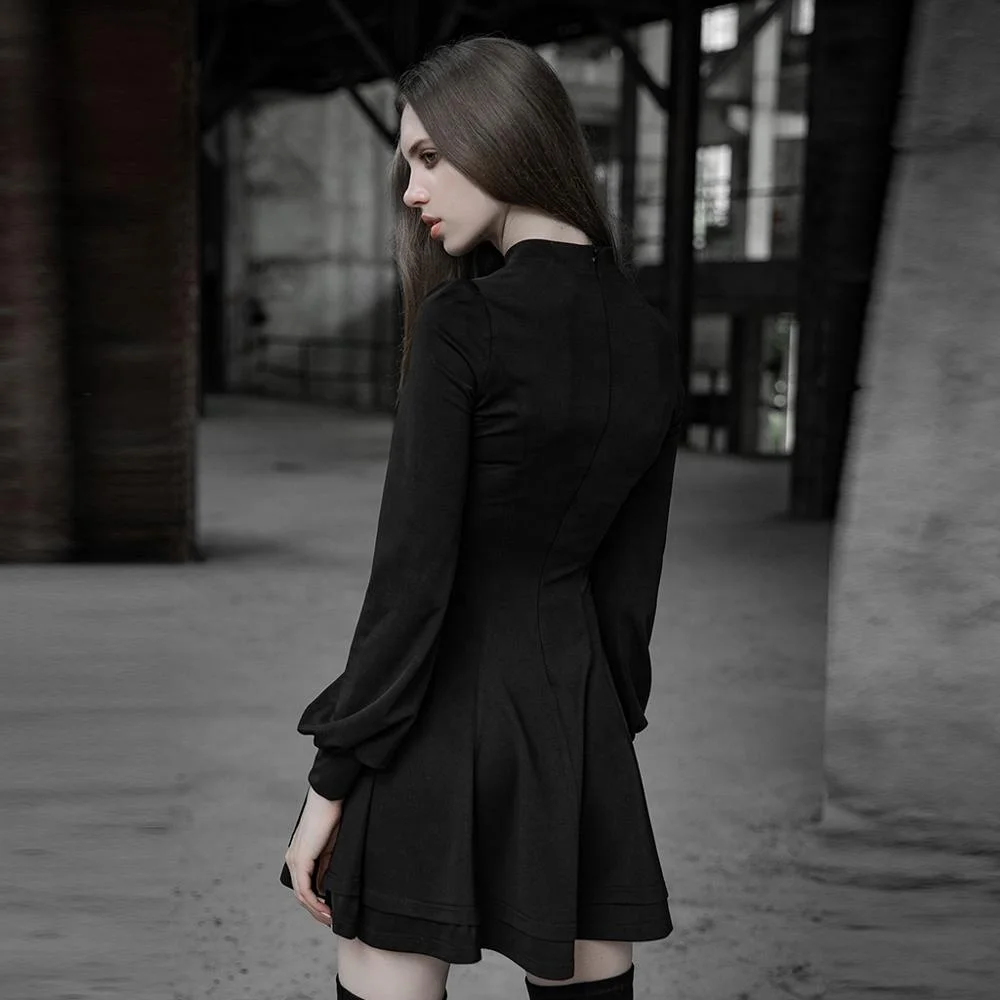 
OPQ456- PUNK RAVE Dark five-pointed star Dress (with Belt) party elegant black dress excellent quality party fancy dress 