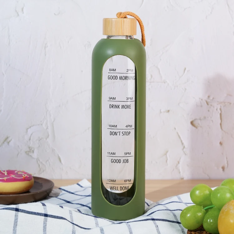 High Quality 1000ml Dishwasher Safe Borosilicate Glass Bottle High Boron Handy Bottle With Scales