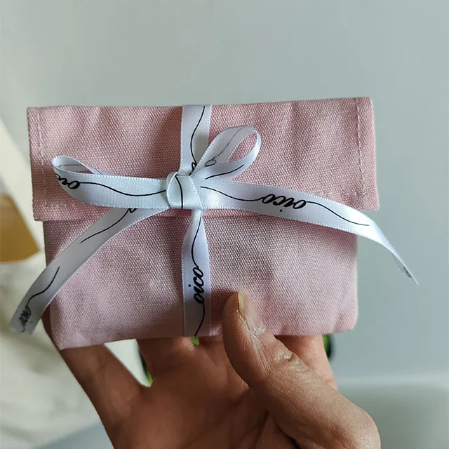 Reusable Organic Pink Canvas Envelope Dust Bags For Baby Clothes Cotton Flap Gift Handbag Dust Bags