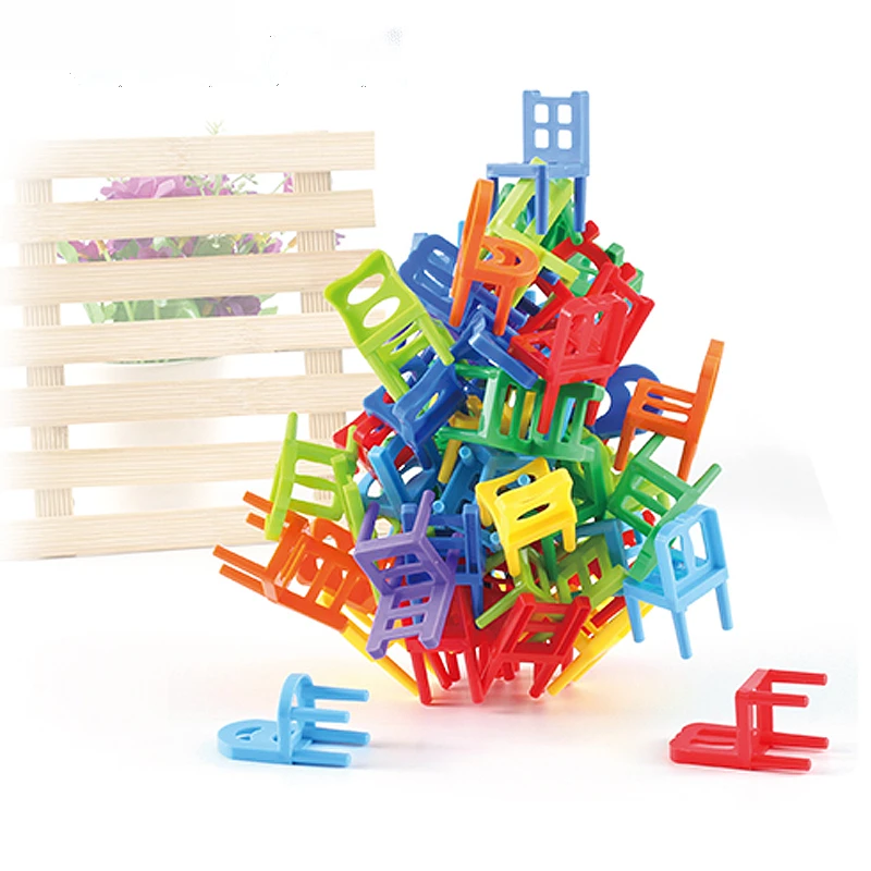 84PCS DIY Building Block Set Kids Plastic Chair Stacking Balance Toy
