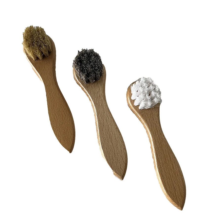 Заводская поставка деревянная щетка для чистки обуви из конского волоса замшевая кисть полировки