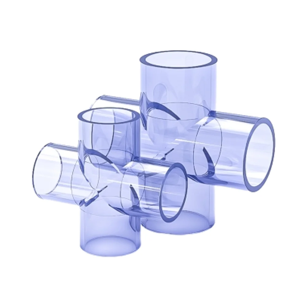 SALVADOR 110mm Plastic Cross UPVC PVC Pipe Fitting Plastic Water Chemical Fittings PN16 Pressure Socket Connection