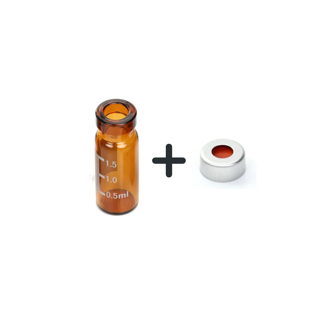 Hamag 2ml crimp top vial and cap with septa clear scale amber vial