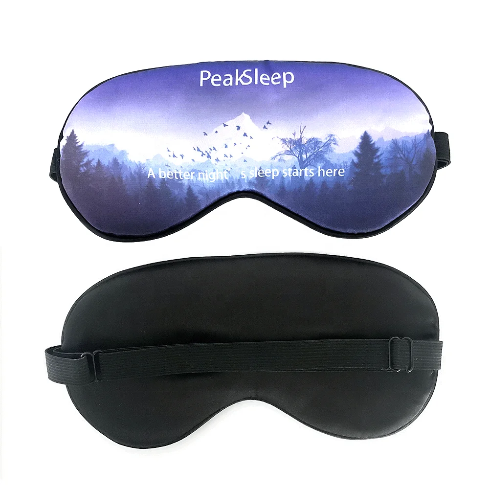 2024 High Quality Satin Eye mask white black silk eye sleep blindfold for sleeping 100% light blocking with printed logo