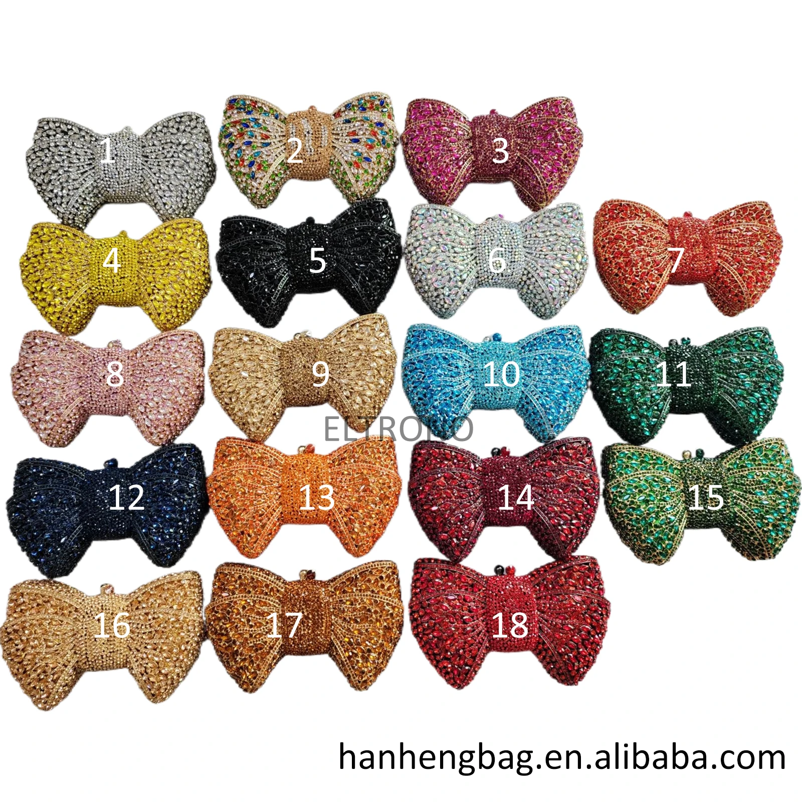 Custom Logo China Supplier Evening Crystal Purses Stone Clutch Bow Shaped Wedding Ladies Bow Tie Purse Clutches for Women