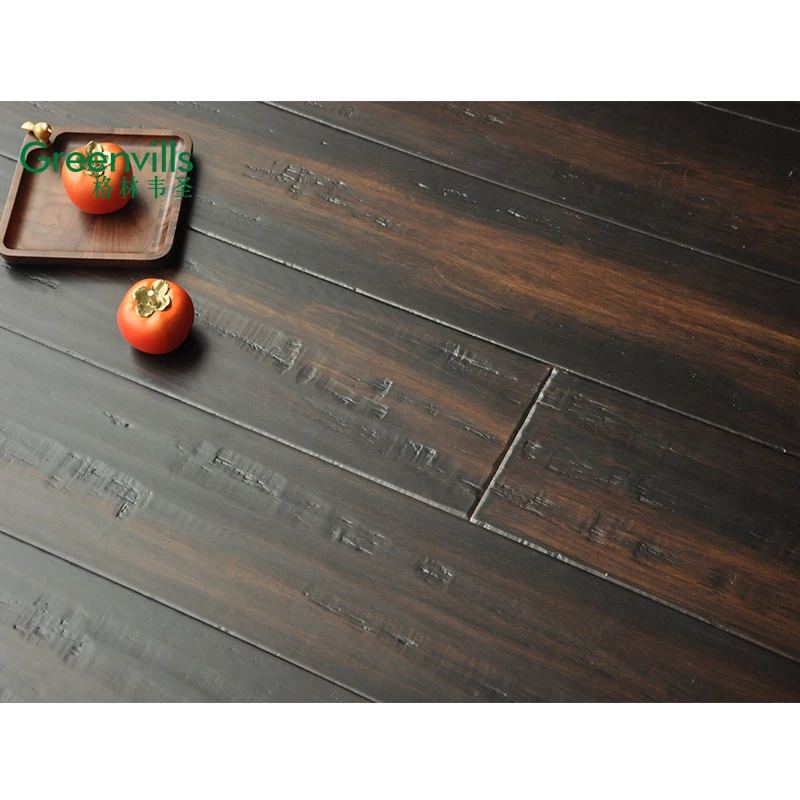 14MM thickness engineered bamboo wood flooring, factory wholesales worn black wood floor