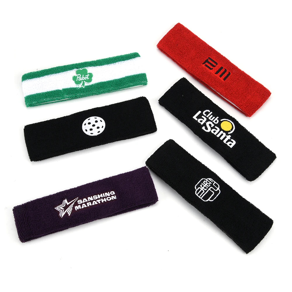 Custom Embroidery Tennis Wrist Bands Breathable Sports Sweatband Towel Wristband Sports Wrist Sweat Bands Cotton Sweatband