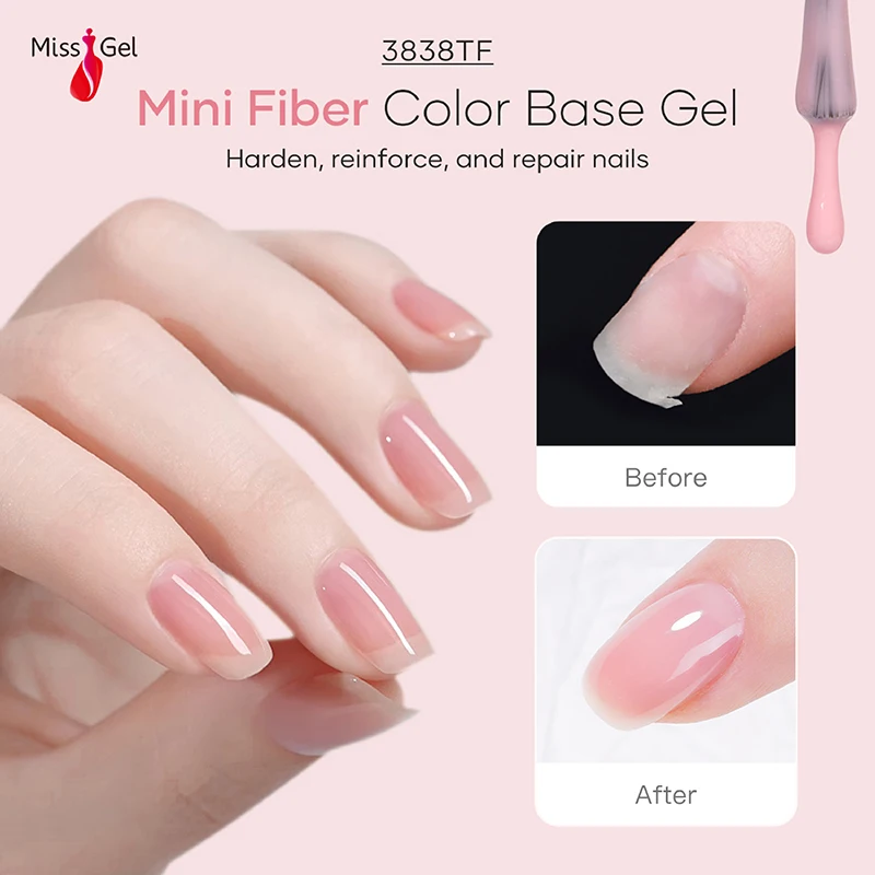 4 in 1 Fiber Color Rubber Base Gel Coat Non-Wipe Odorless Long Lasting Strength Repair Nails Vegan Uv
