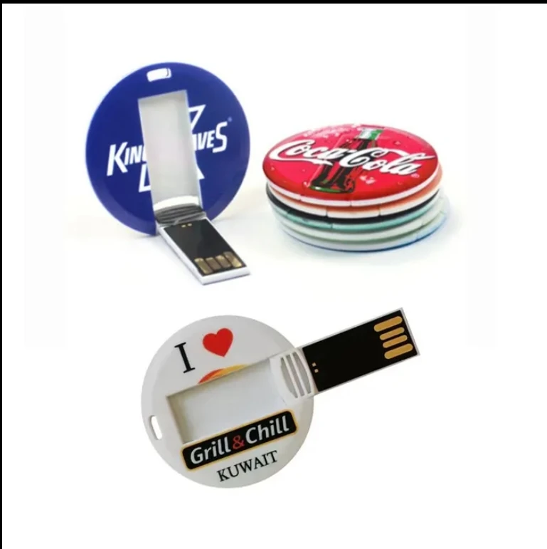 Customized Round Business Card  Pen Thumb Drive Promotional Company Gift USB 2.0 Pendrive memory 128gb~128MB usb flash drives