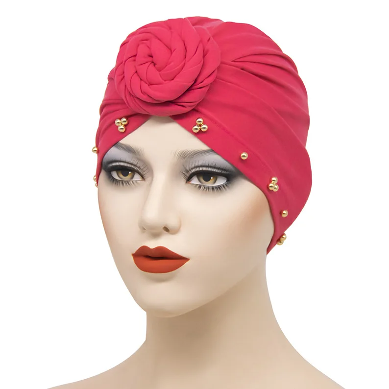 Fashion Multifunction Silk Bonnet Satin Hat Donut Plate Flower Hat Muslim Milk Silk Turban Indian Adult Hat Women Hair Towel