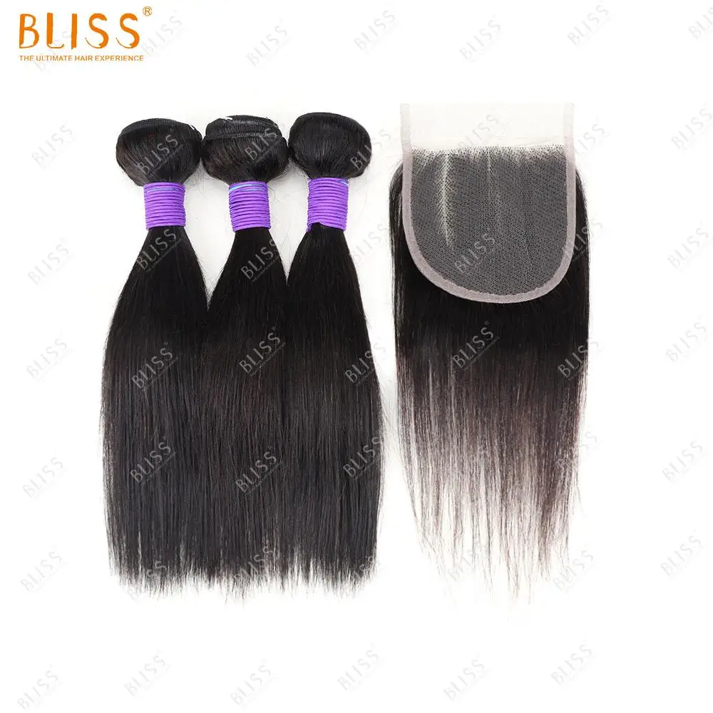 Bliss Esteem Packet Human Hair Brazilian Silky Straight Human Hair Weave Bundles Vendor Packet Hair Bundles With Closure