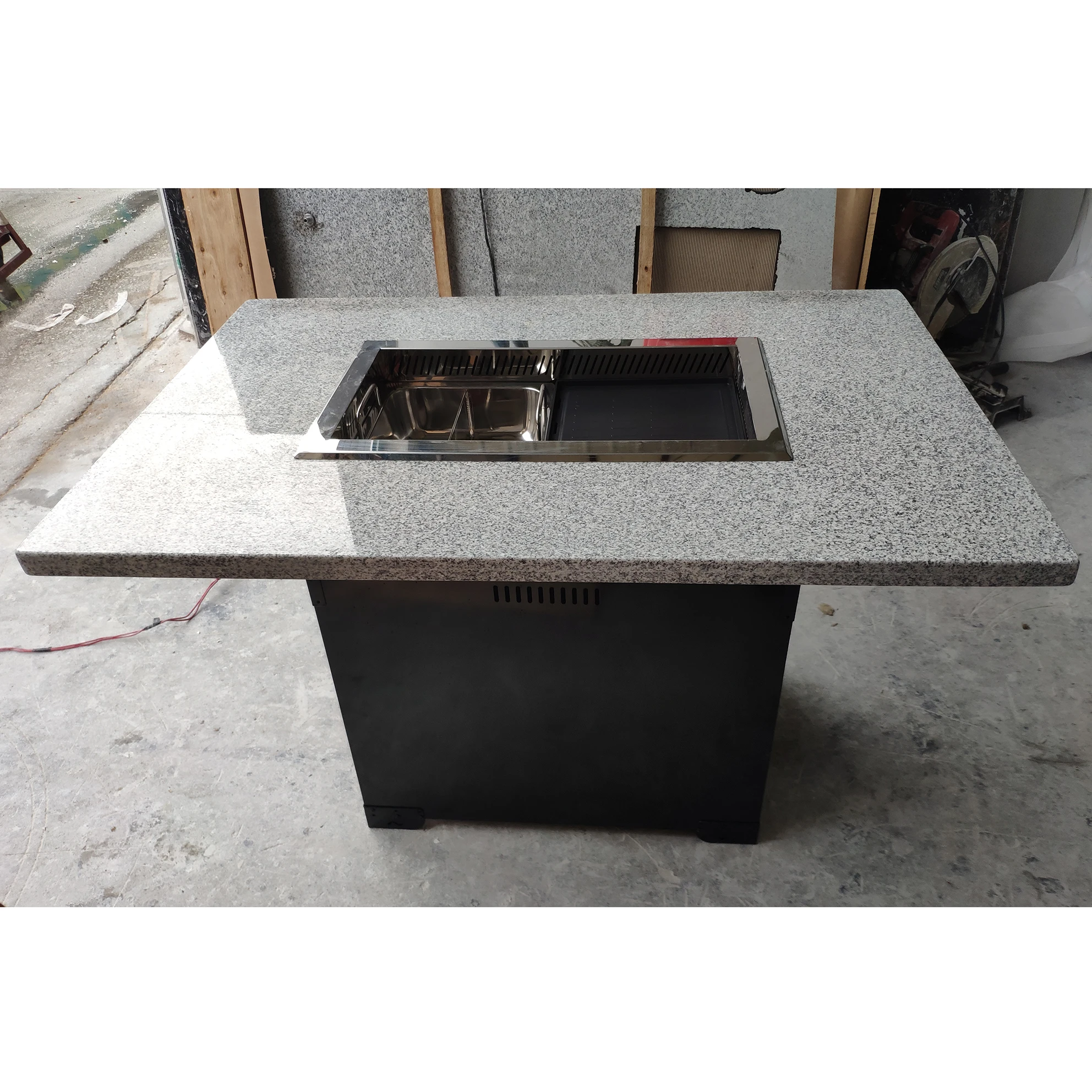 korean bbq grill table smokeless marble shabu shabu  hot pot table for restaurant with UL ETL CE CB