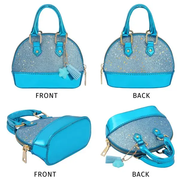 Y2K Tops Matching Glitter Shell Handbag Purse Princess Small Crossbody Dome Fashion Purse for Little Girls Women