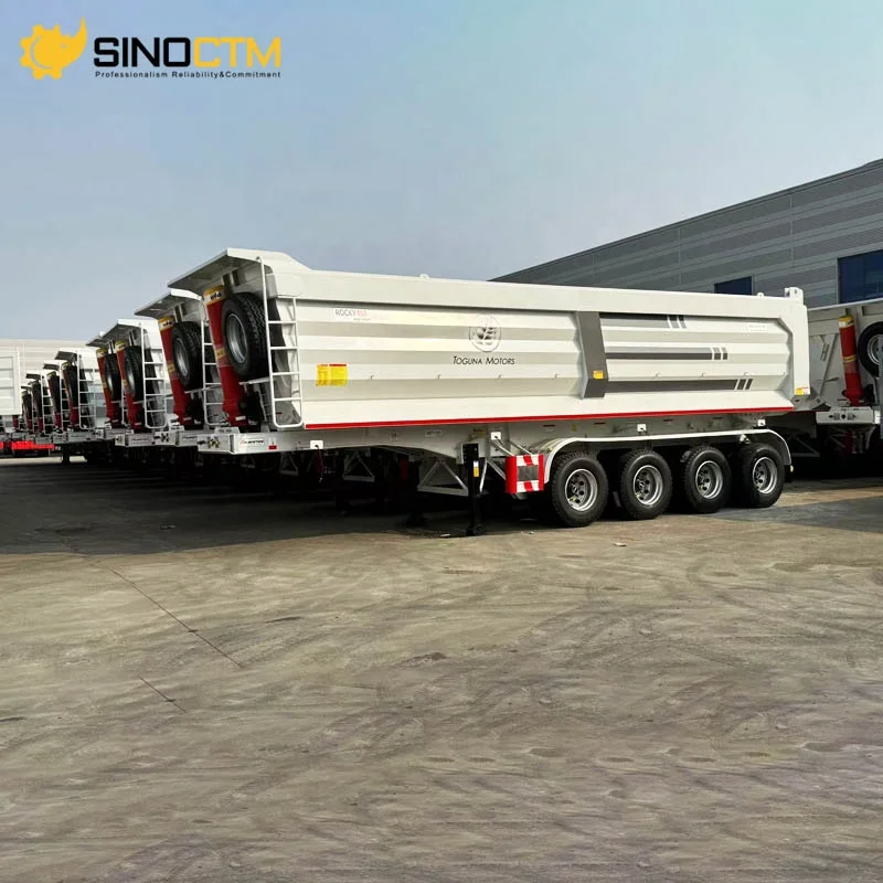 3/4 Axle 30CBM 100ton Semi-Trailer for Transport Rear Tipping Dump Trailer for Moving Sands Stones