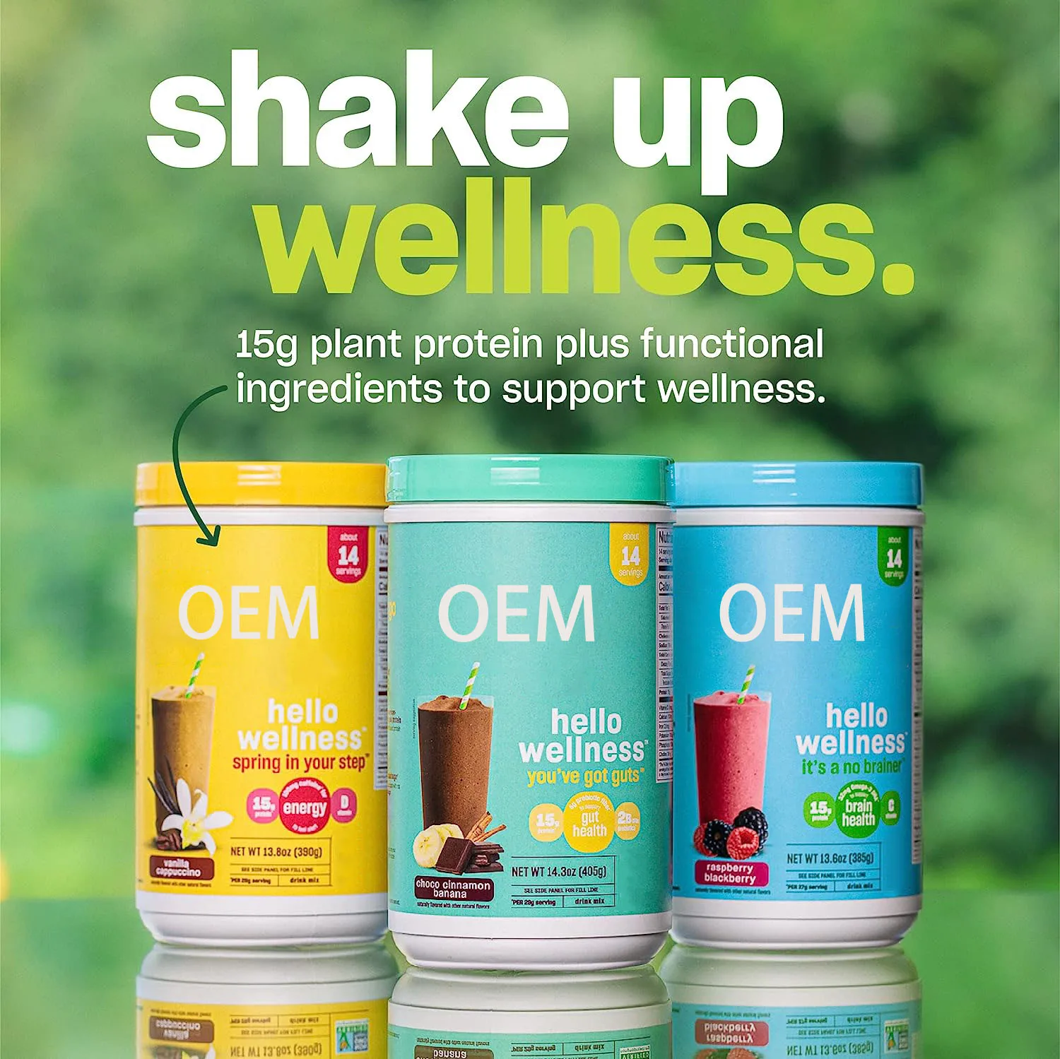Wholesale OEM  Vegetable protein powder contains 100 mg caffeine and vitamin D for energy support of immune function