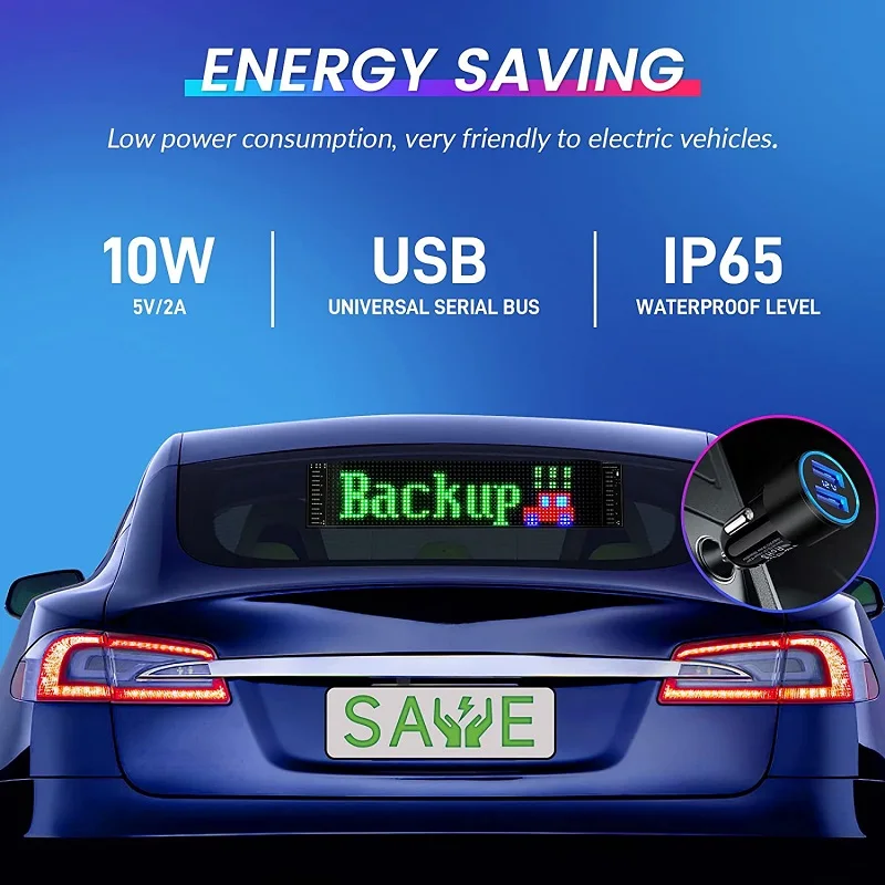 App Control LED Sign Board Flexible USB LED Car Signs Programmable Custom Scrolling Message Digital Display Led Matrix Panel