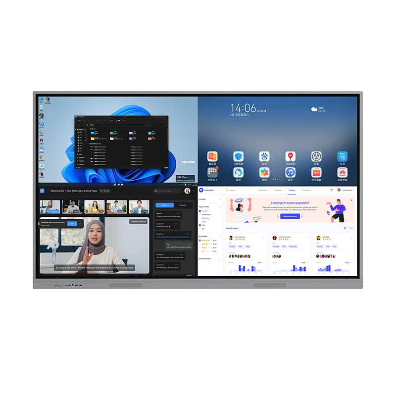 75 Inch UHD LCD Touch Smart White  Board Dual System Interactive Whiteboard For School