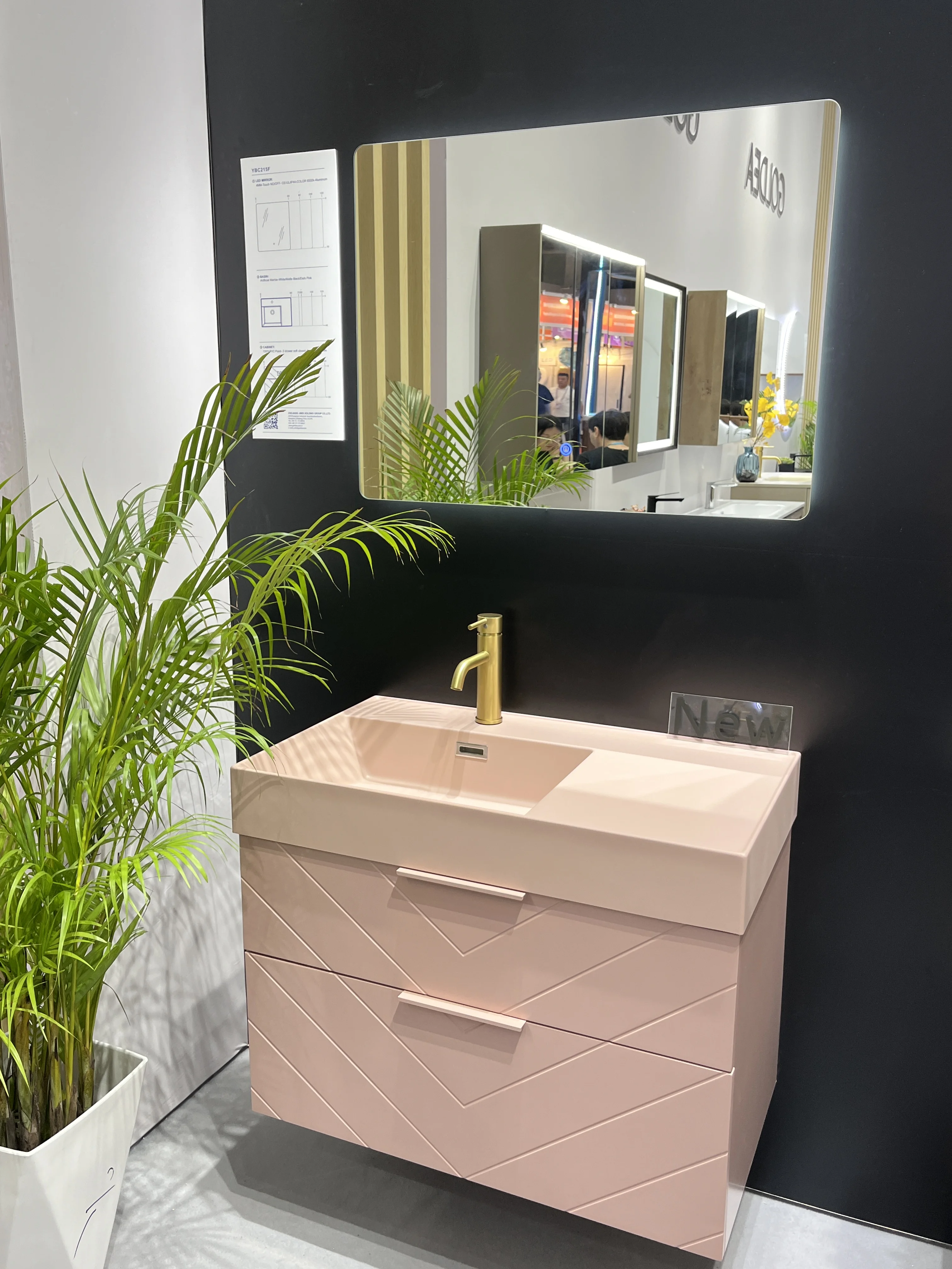 100%pvc Pink 2024 Modern Canton Fair Exhibits Painted Design Bathroom Cabinets