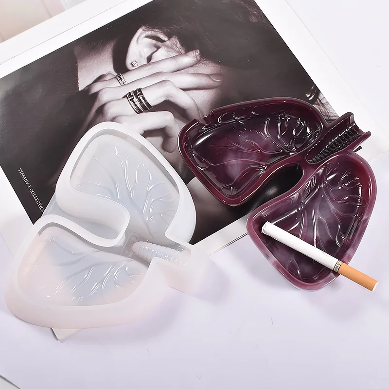 Lung shape ashtray epoxy silicone mold diy cement plaster tray  steel ashtray epoxy molds silicone for table