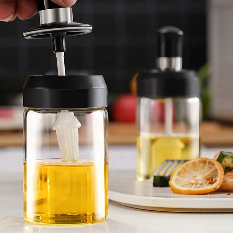 Hot Sale 3 high borosilicate glass spice jars olive oil and vinegar dispenser food oil glass bottle jar set