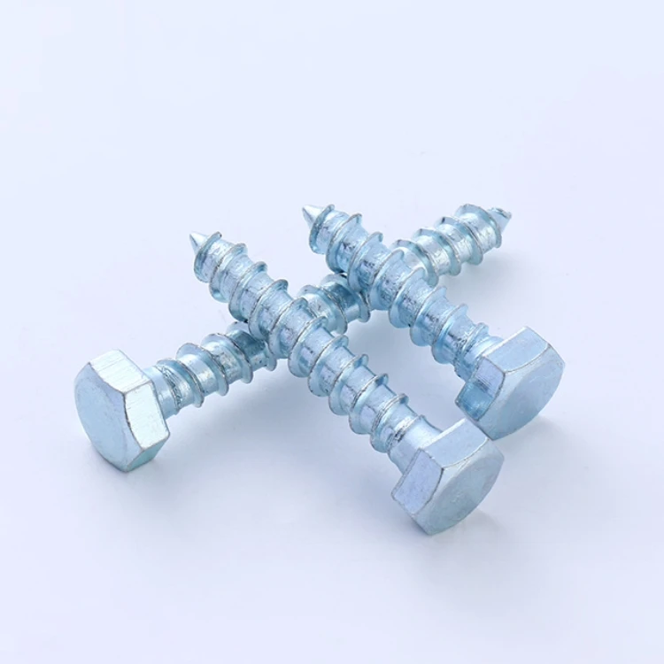 DIN571 Manufacturer Wholesale Oem Durable 15mm-80mm Hex Head Wood Furniture Tapping Screws  Hex Head Coach Wood Screws