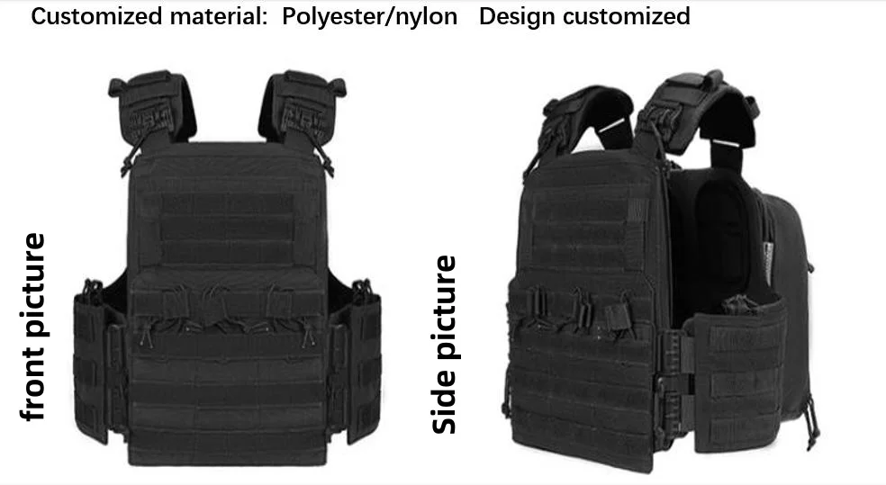 Quick Release Button Body Protective Vest Plate Carrier With Fasten Molle System Black Customized Color Outdoor Training Vest