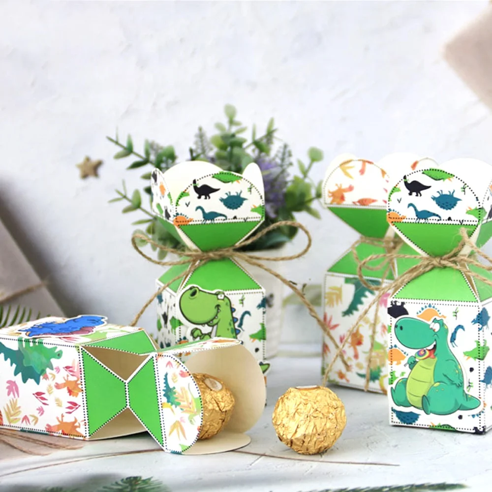 12 Pcs/Pack Cartoon Dinosaur Sweet Candy Chocolate Packaging Box For Kids Birthday Party Decoration Supplies