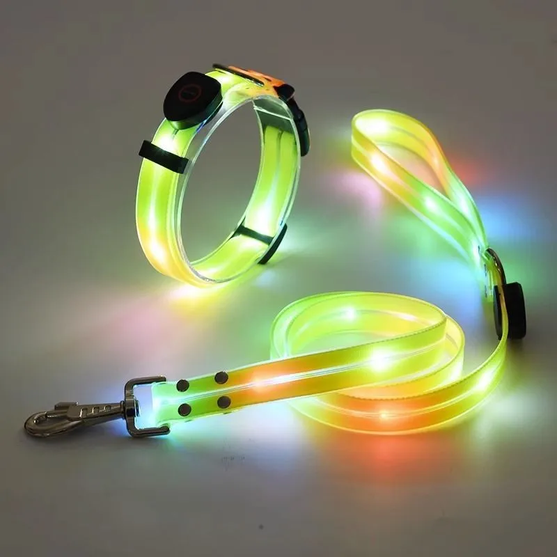 Светящаяся веревочка для домашних животных светодиодная флешка Usb-зарядка собачья веревка регулируемый шлейка собак оптовая продажа 100 в горошек