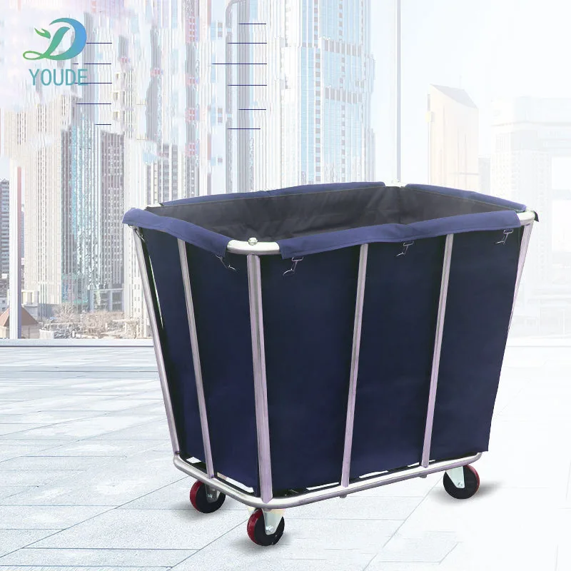 Hotel Storage Cart Hotel Laundry Trolley Room Special Service Cart Oxford Cloth Bag+Stainless Steel Frame Four-wheeled  Trolley