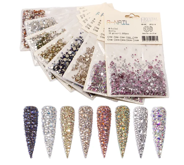 AB Nail Crystals Rhinestones Nail Accessories Non Hotfit Glass Hot Sale Fashion 3d Nail Art DIY Decoration Mixed Designs