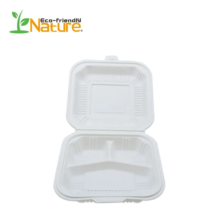 Food Grade Disposable Biodegradable cornstarch clamshell with competitive price