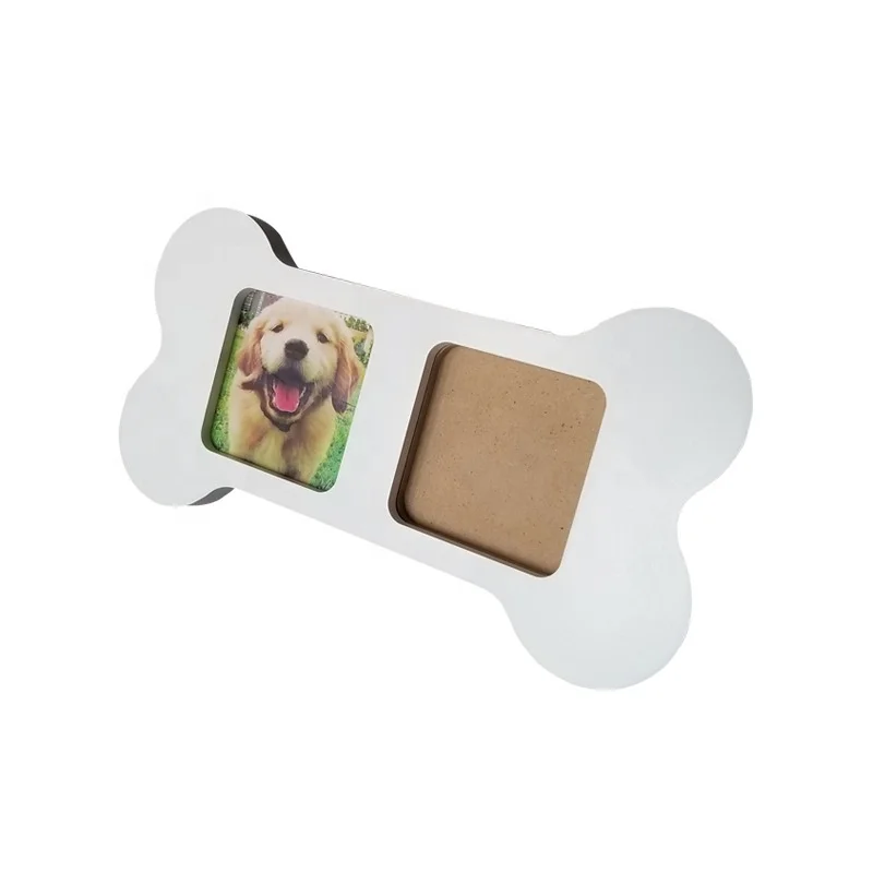Персонализированная деревянная фоторамка в виде собачьей лапы Белая настенная или настольная