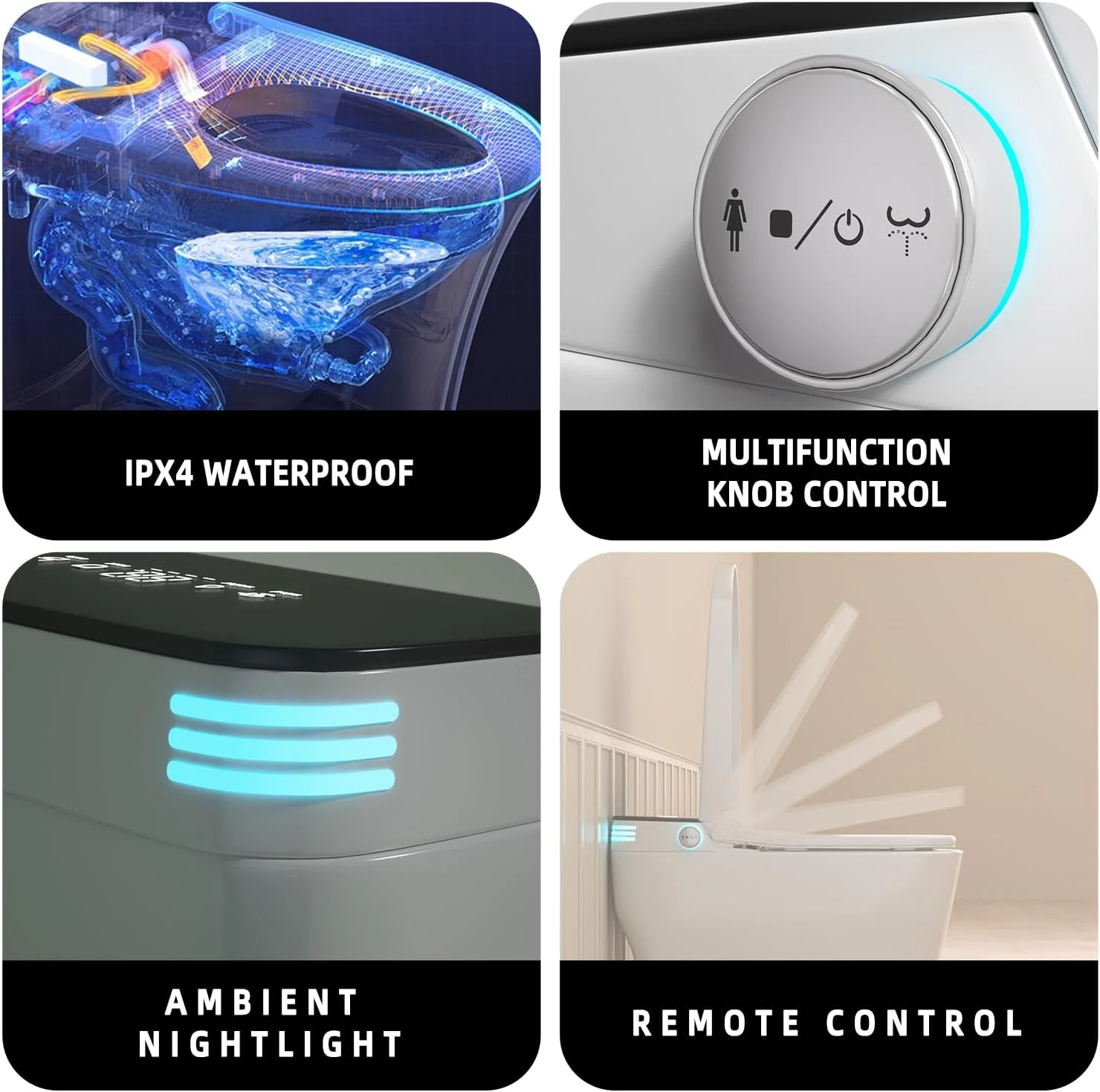 High-End Automatic Electric Ceramic Toilet Smart round Bowl with S-Trap Drainage Remote Control Function Floor Mounted Bathroom