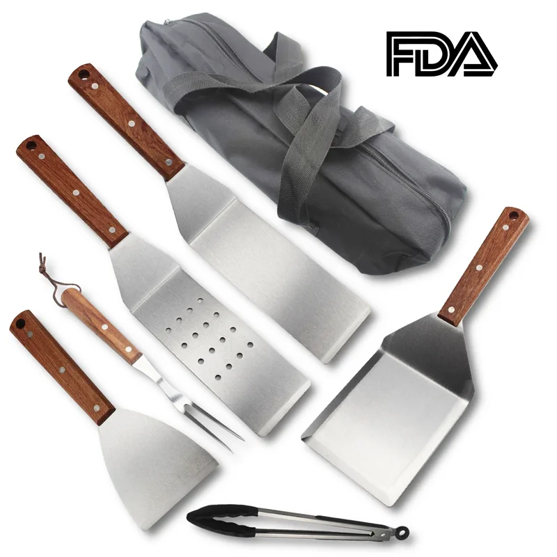 Outdoor Barbecue Utensils Stainless Steel Meat Fork Extra Long Flat Kebab Skewers For Bbq Grilling