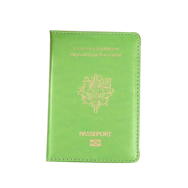 2023 Wholesale France Passport Holder Cover Multi 8 Colors Gold Foiled Debossed Shinny Leather Passport Case PU Passport Holder